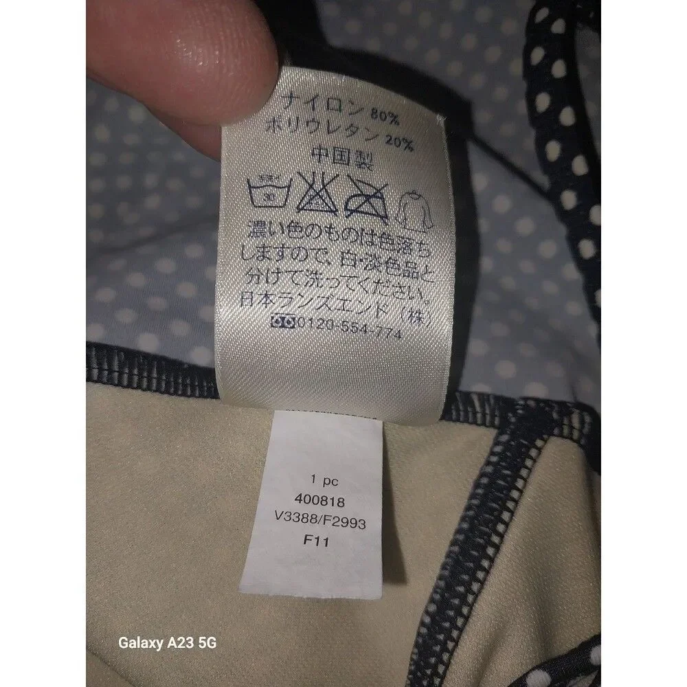 Lands End Kids One Piece Polka Dot Navy Swimsuit Size 16